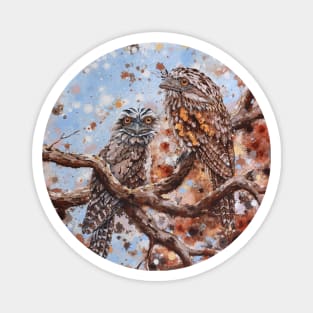 Devoted Discombobulation (Tawny Frogmouth Family) Magnet